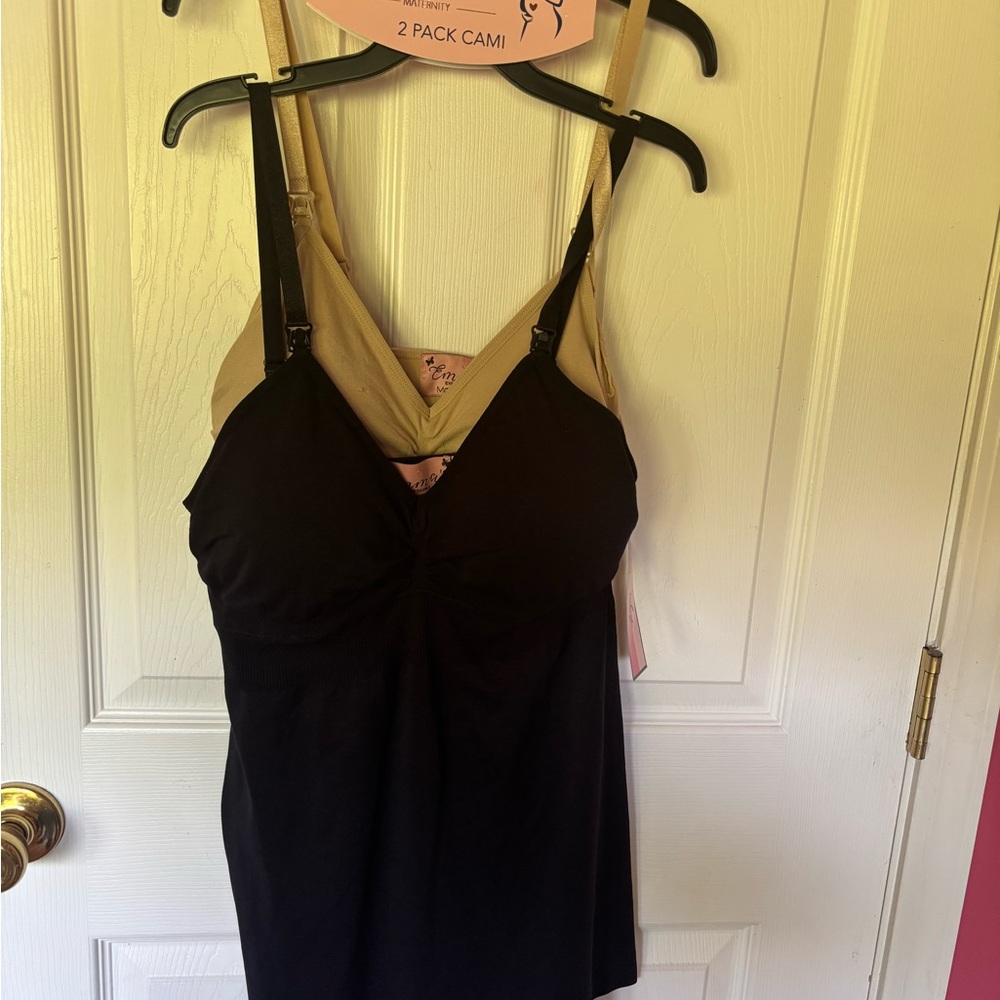 2 Pack Cami Tops - Black and Tan